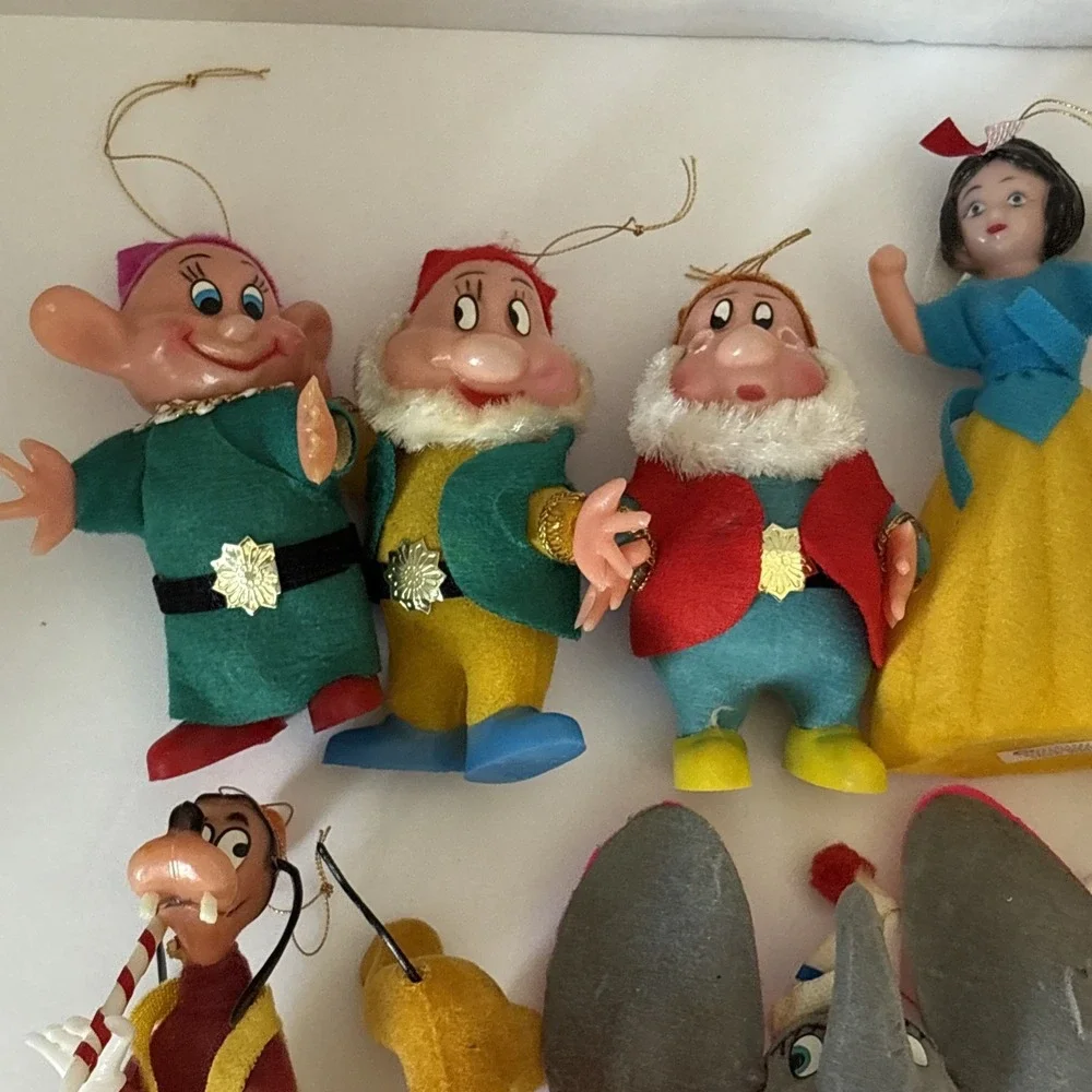 Vintage Walt Disney Snow White Dwarfs Goofy Dumbo Mickey Pluto Ornaments